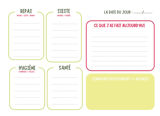 Agenda Bébé - Nounou